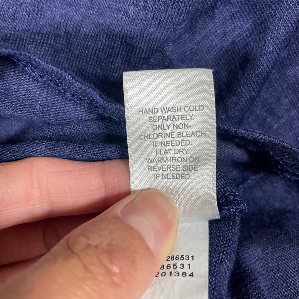J. Jill Love Linen Navy Blue Short Sleeve Top XL 100% Linen Minimalist Coastal - Picture 7 of 9